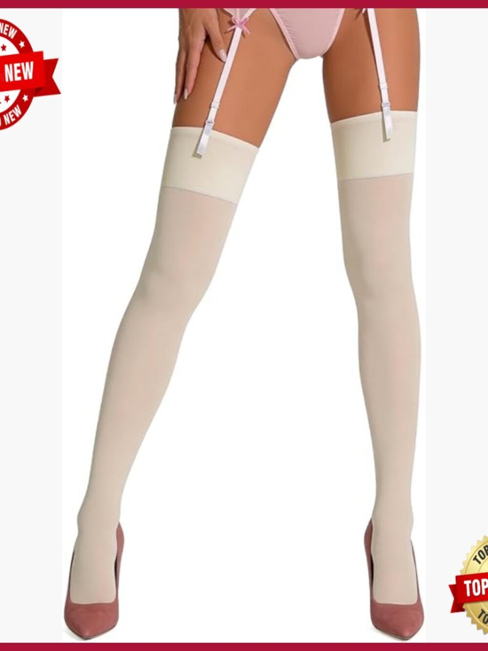 Thigh High Stockings for Garter Belt 40 Denier Semi Opaque Hosiery